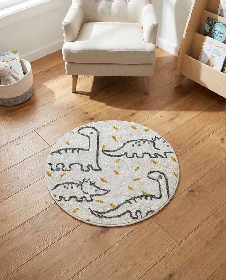 2' 2 x 2' 2 Dinosaur Whimsy Kids Round Rug