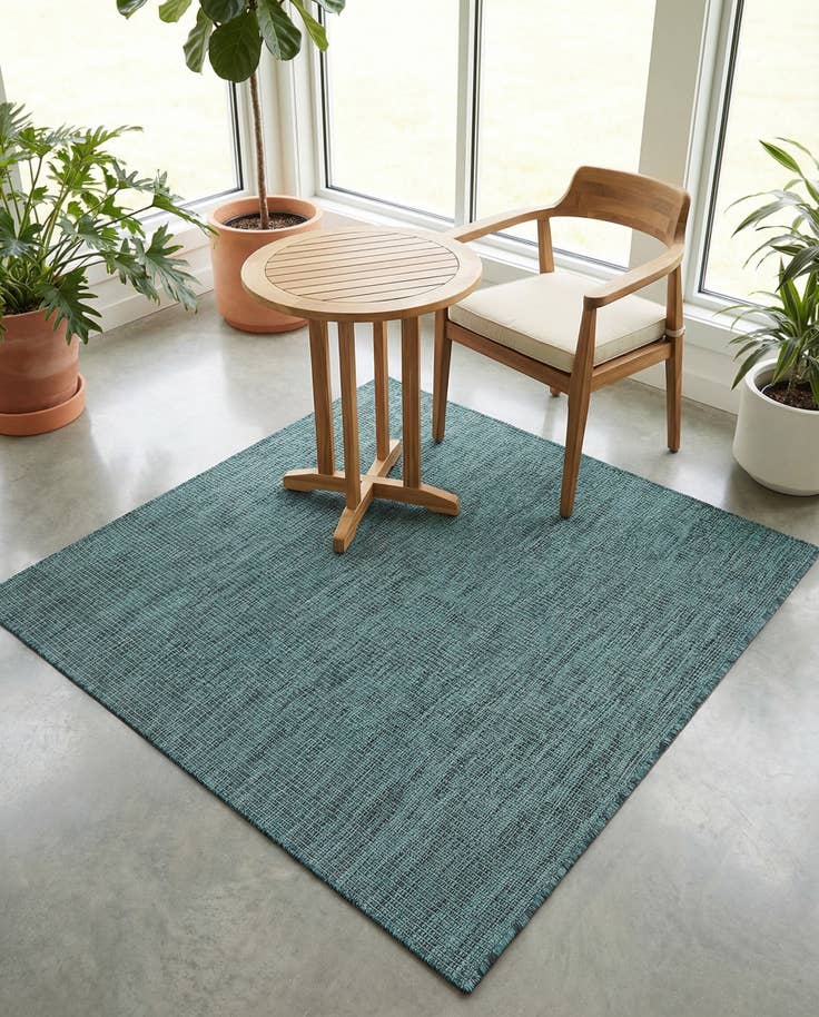 Detail image of 4' 1 x 4' 1 Easy-Clean Solid Indoor / Outdoor Square Rug