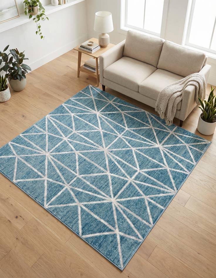 Detail image of 5' 3 x 5' 3 Lattice Trellis Square Rug