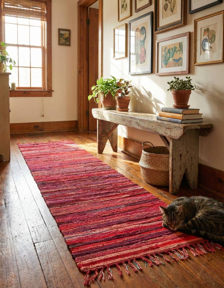 Detail image of 2' 2 x 6' 7 Hand Woven Chindi Cotton Runner Rug