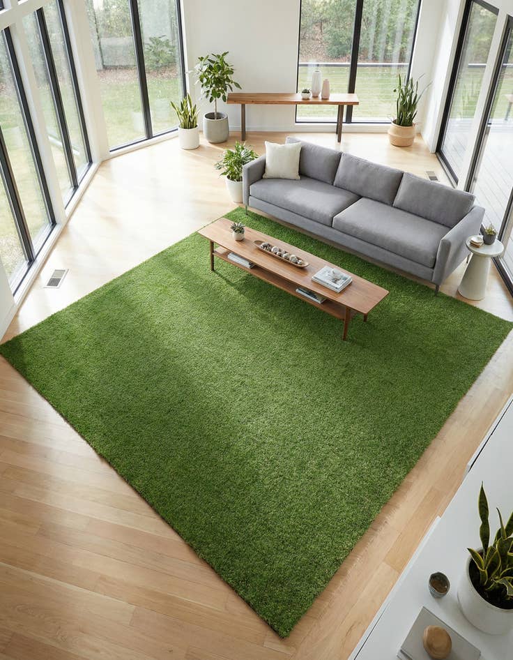 Detail image of 10' x 10' Easy-Clean Grass Indoor / Outdoor Square Rug