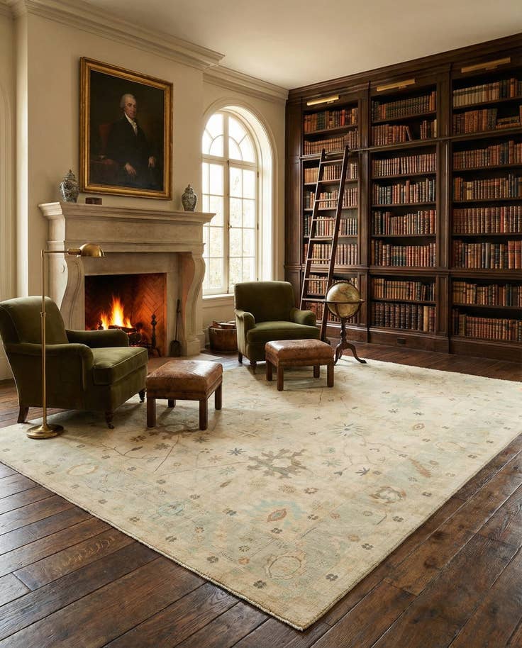 Detail image of 10' 5 x 13' 11 Hand Knotted Oushak Wool Rug
