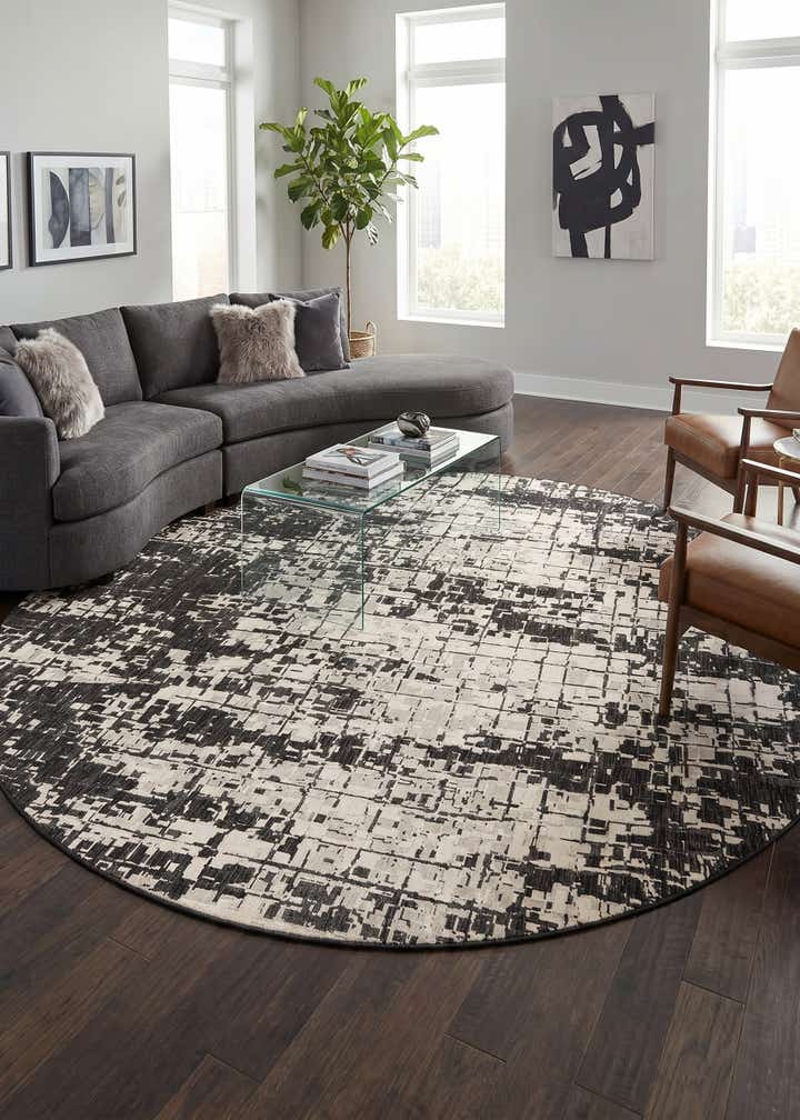 12' x 12' Easy-Clean Modern Indoor / Outdoor Round Rug