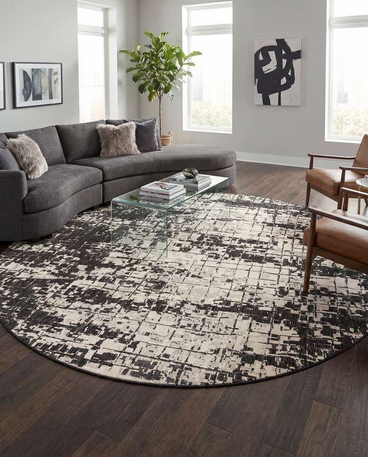 12' x 12' Easy-Clean Modern Indoor / Outdoor Round Rug
