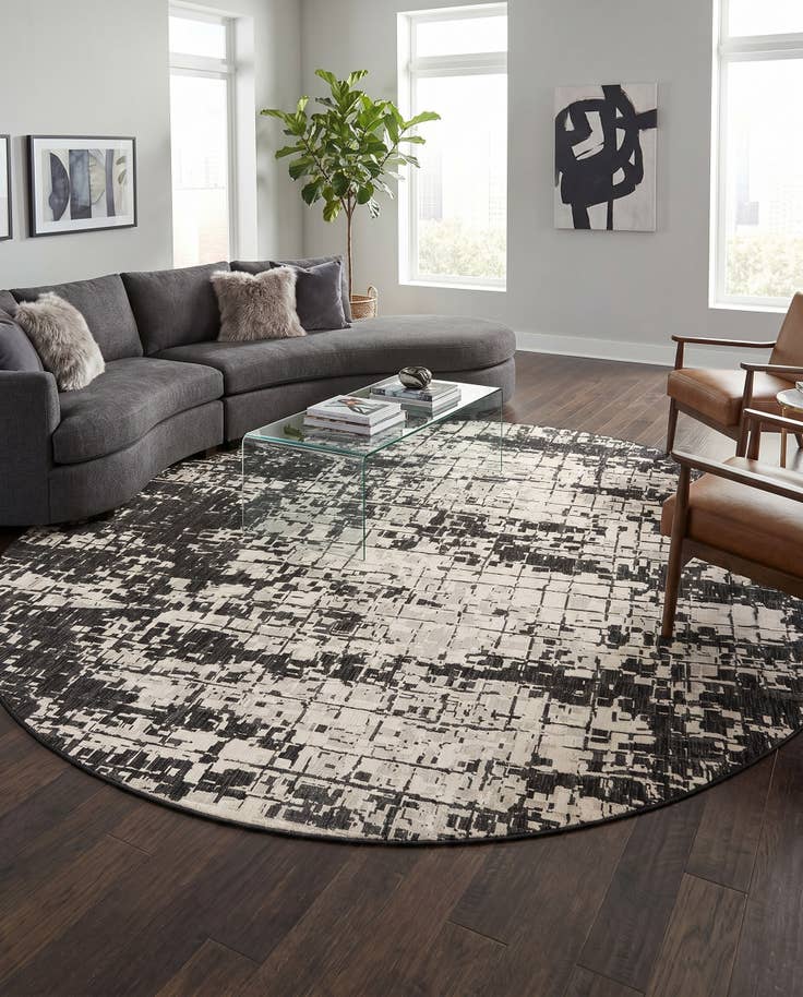 Detail image of 12' x 12' Easy-Clean Modern Indoor / Outdoor Round Rug