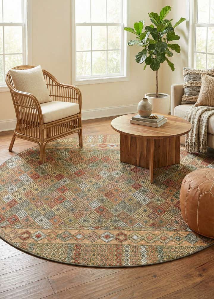 7' 10 x 7' 10 Easy-Clean Baja Indoor / Outdoor Round Rug