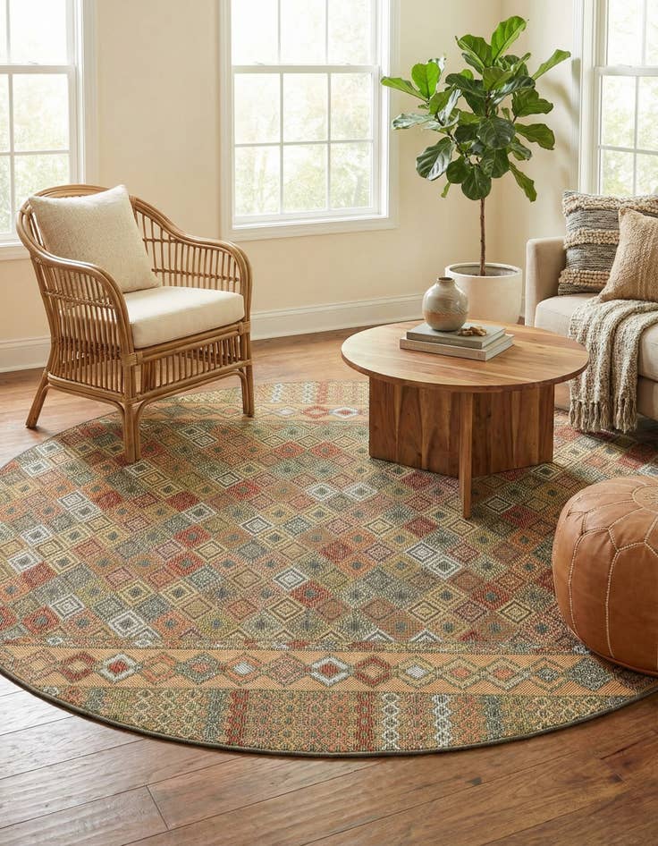 Detail image of 7' 10 x 7' 10 Easy-Clean Baja Indoor / Outdoor Round Rug