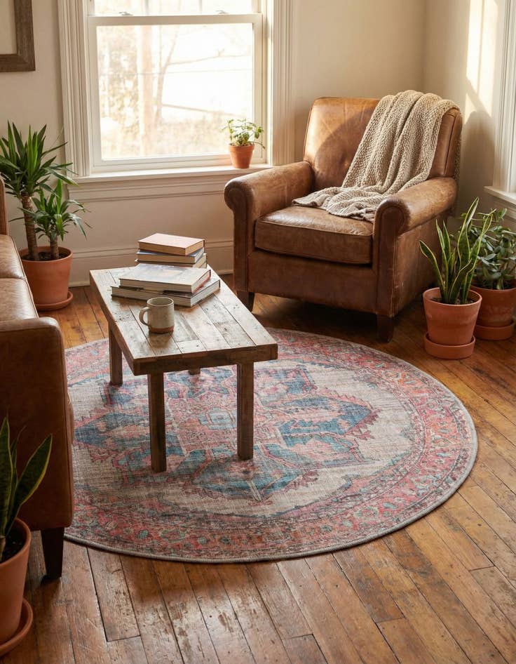 Detail image of 4' x 4'  Washable Nostalgia Round Rug