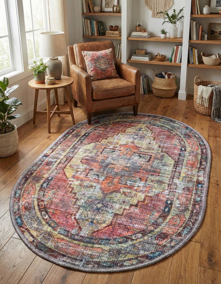 Detail image of 5' 3 x 8' Washable Maahru Oval Rug