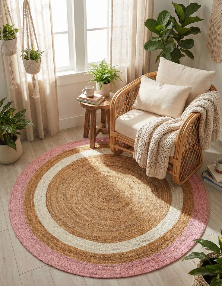 Detail image of 6' 1 x 6' 1  Hand Braided Jute Round Rug