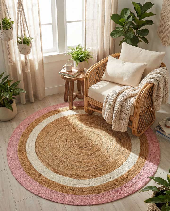 6' 1 x 6' 1 Handmade Braided Jute Round Rug