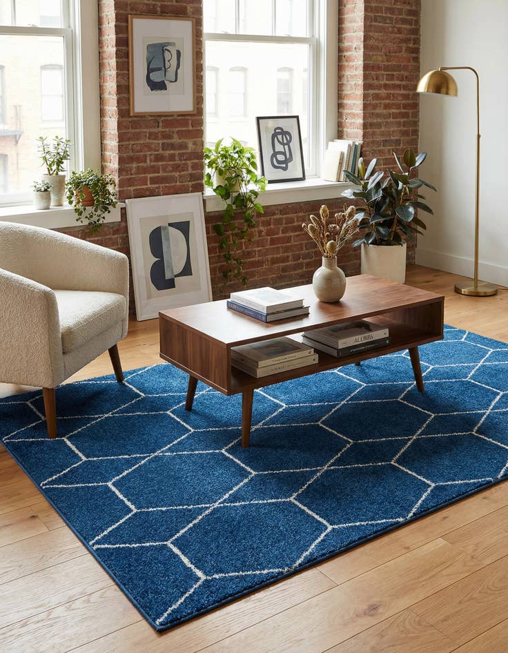 Detail image of 5' 3 x 8' Lattice Frieze Rug