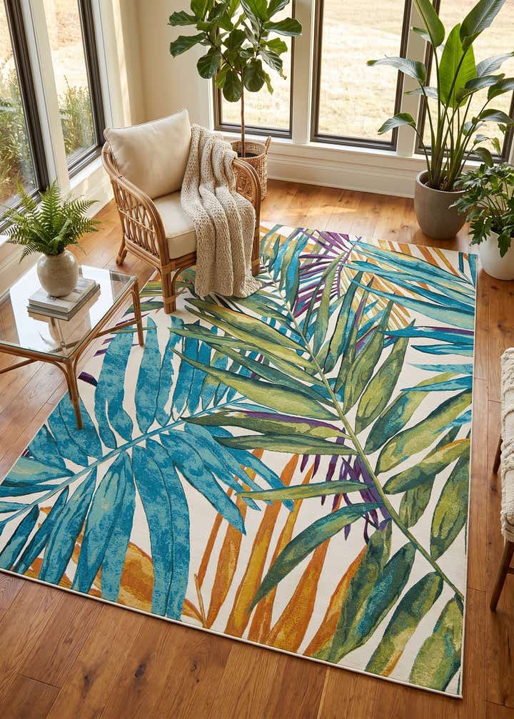 7' 10 x 11' Easy-Clean Botanical Indoor / Outdoor Rug