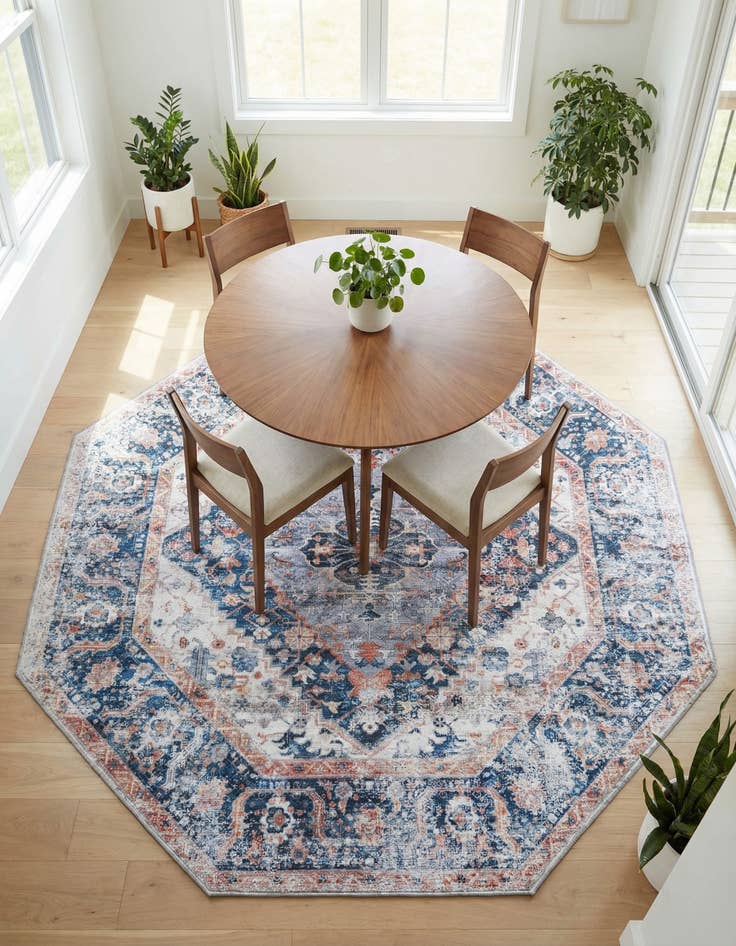 Detail image of 7' 10 x 7' 10 Washable Yara Octagon Rug