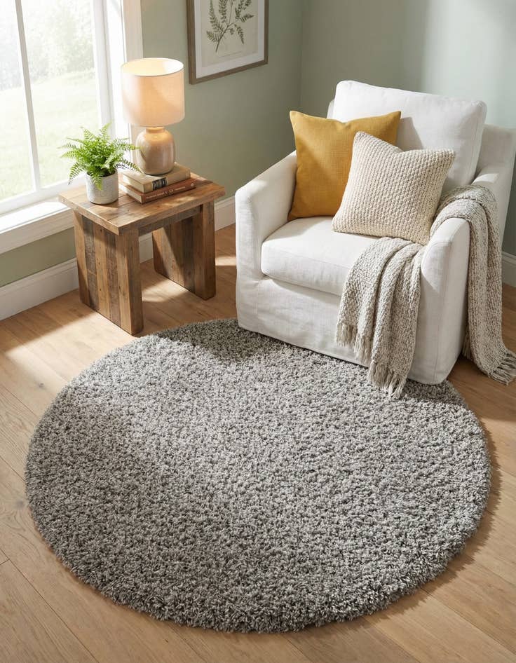 Detail image of  4' x 4' Solid Shag Round Rug