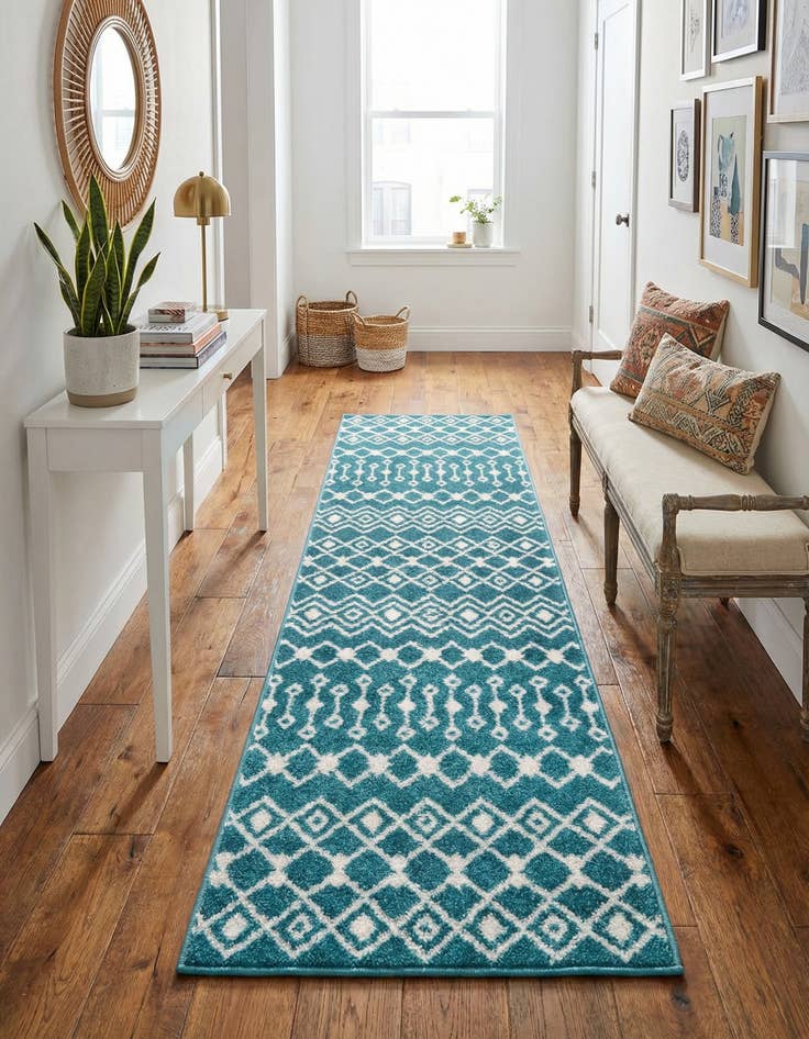 Detail image of 2' x 7' Moroccan Trellis Runner Rug