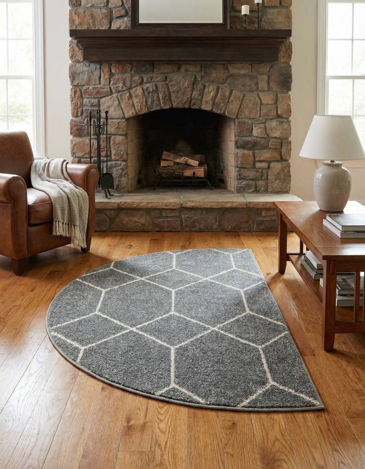 Detail image of 2' 7 x 4' Trellis Frieze Hearth Rug