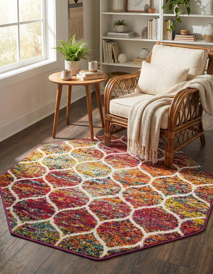 Detail image of 4' x 4' Trellis Frieze Octagon Rug