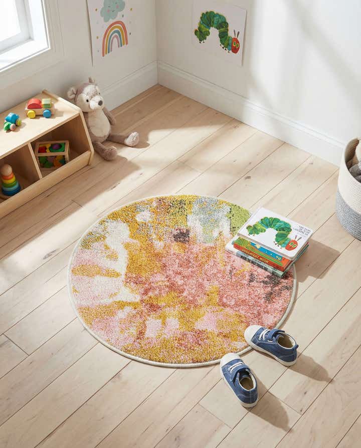 2' 2 x 2' 2 Abstract Whimsy Kids Round Rug
