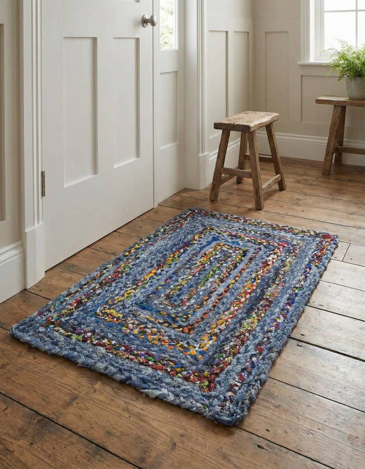 Detail image of 2' x 3' 1 Handmade Braided Chindi Rug