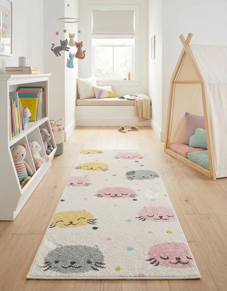 Detail image of 2' 2 x 6' Cats Whimsy Kids Runner Rug
