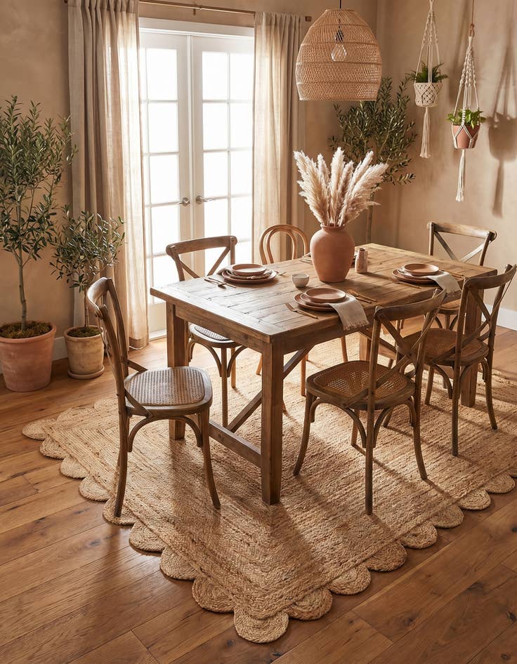 Detail image of 6' x 9' Hand Woven Scallop Braided Jute Rug