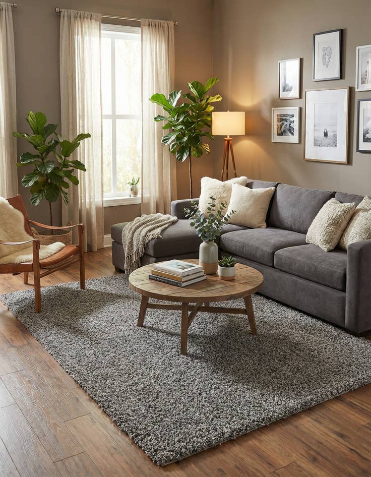 Detail image of  5' 3 x 8' Solid Shag Rug