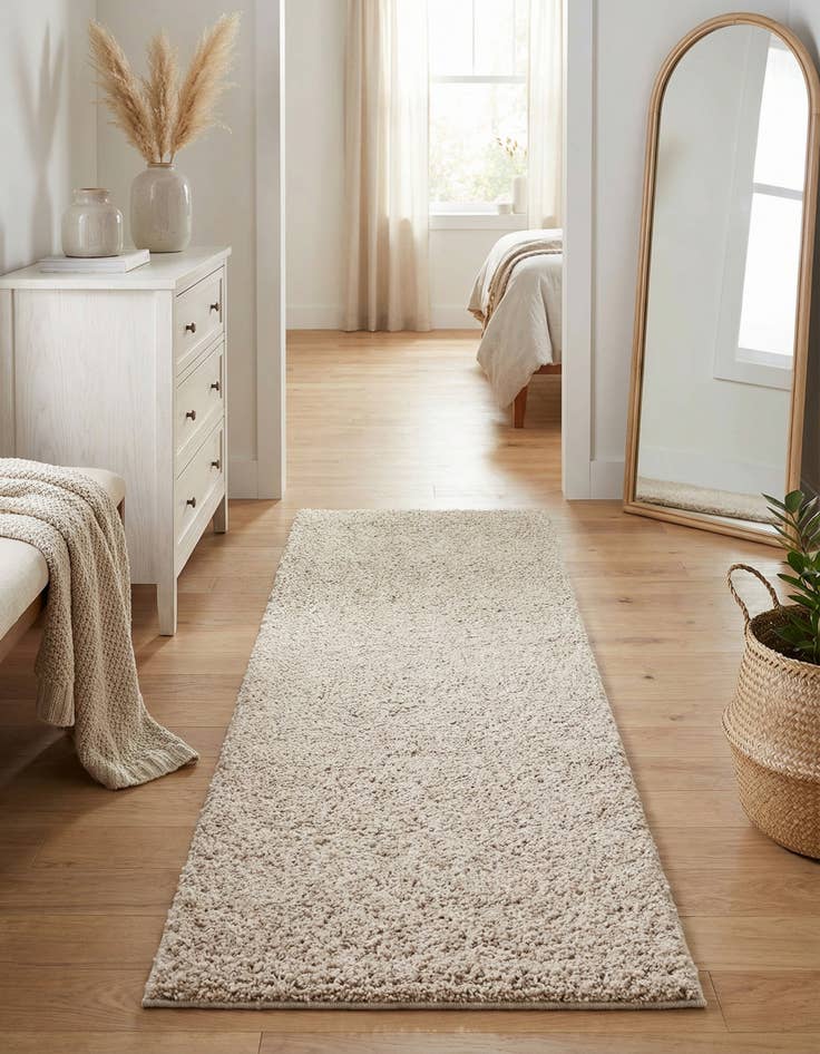 Detail image of 2' x 6' 1 Soft Solid Shag Runner Rug