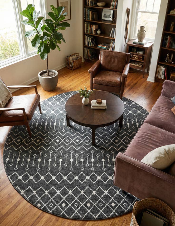 Detail image of 10' x 10' Moroccan Trellis Round Rug