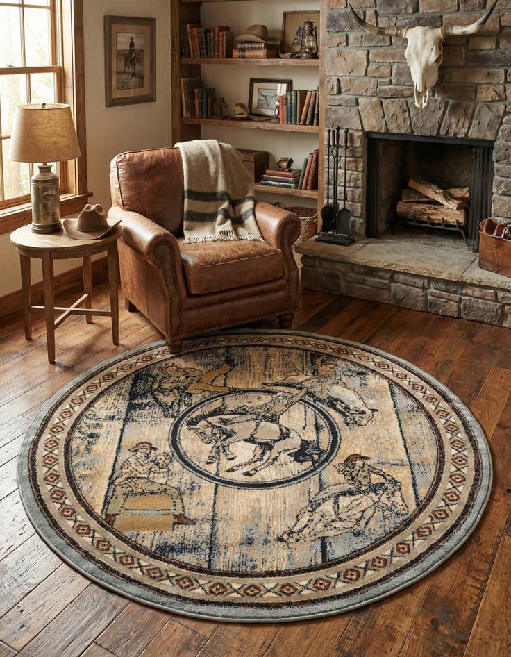 Detail image of 5' 3 x 5' 3 Pioneer Round Rug