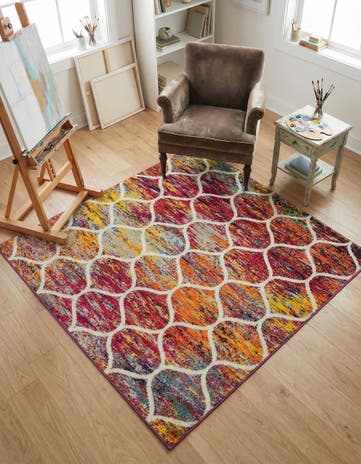 5' 3 x 5' 3 Lattice Frieze Square Rug