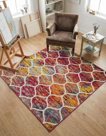 5' 3 x 5' 3 Lattice Frieze Square Rug