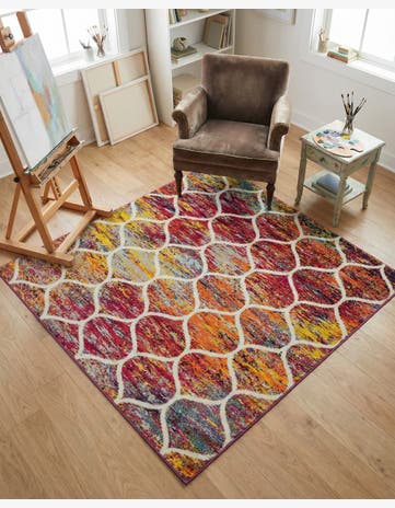 5' 3 x 5' 3 Lattice Frieze Square Rug