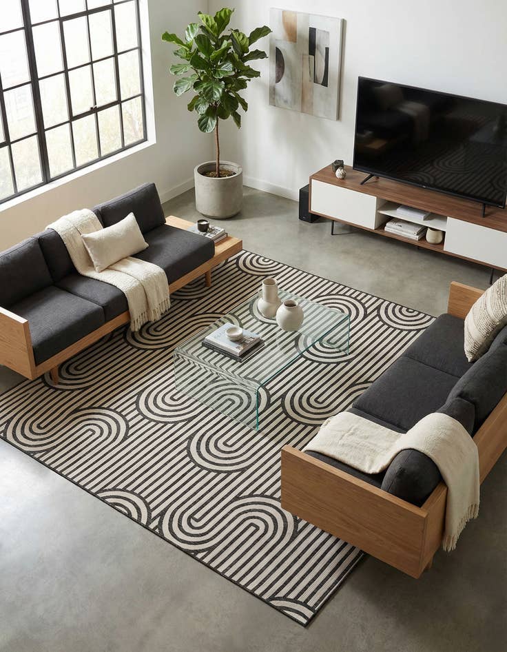 Detail image of 12' x 12'  Washable Modern Indoor / Outdoor Square Rug