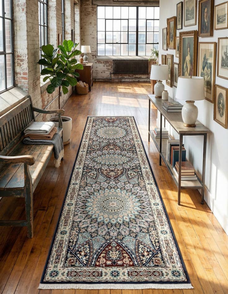 Detail image of 2' 7 x 12' Nain Design Runner Rug