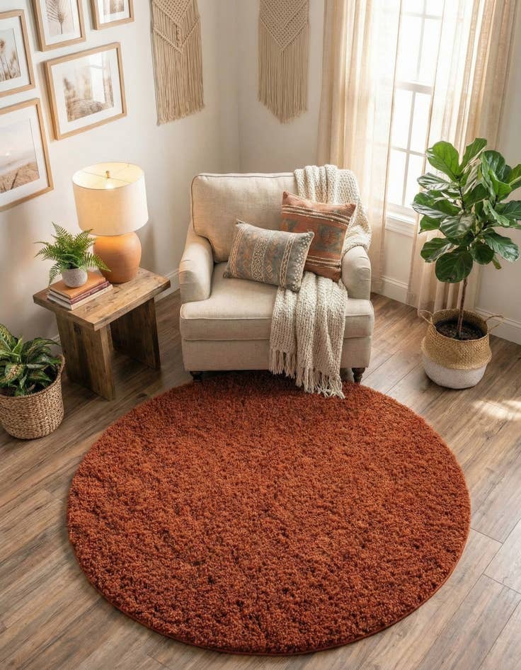 Detail image of 4' x 4' Solid Shag Round Rug