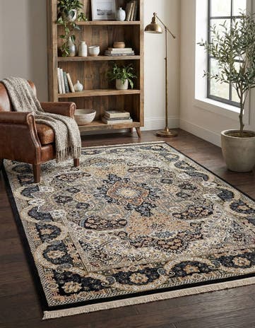 Navy Blue Nain Design Rug