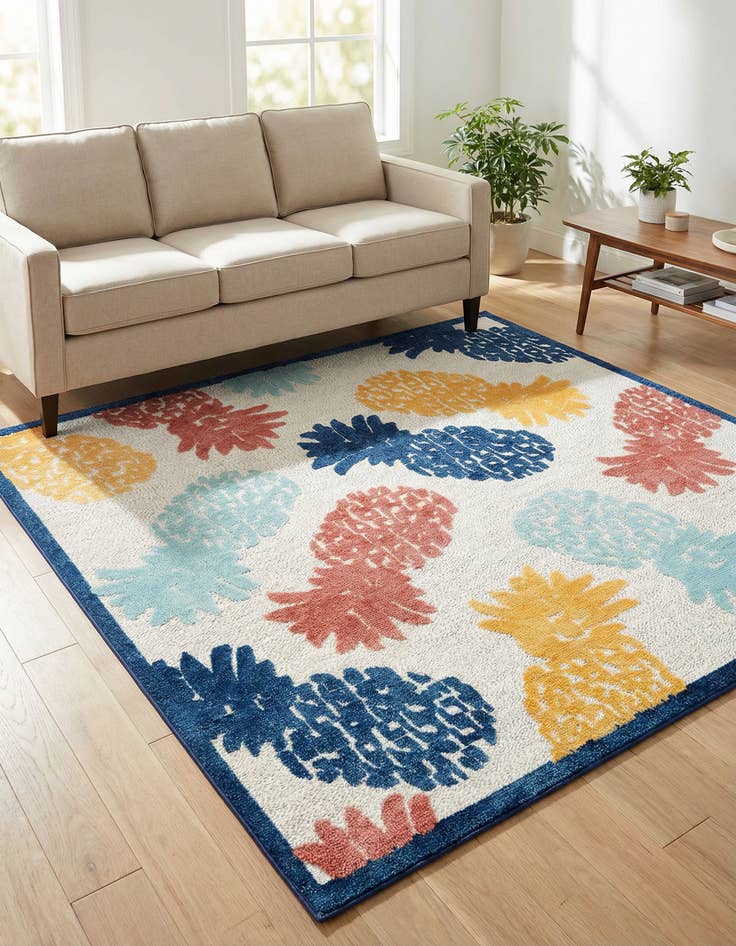 Detail image of 7' 10 x 7' 10  Washable Belize Indoor / Outdoor Square Rug