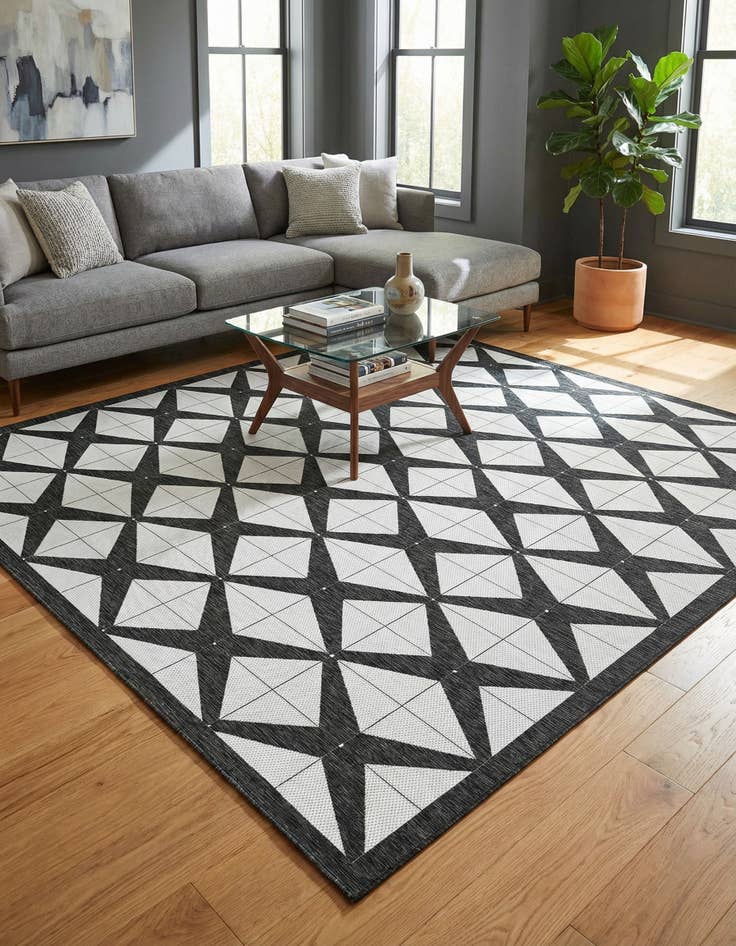 Detail image of 12' x 12'  Washable Modern Indoor / Outdoor Square Rug