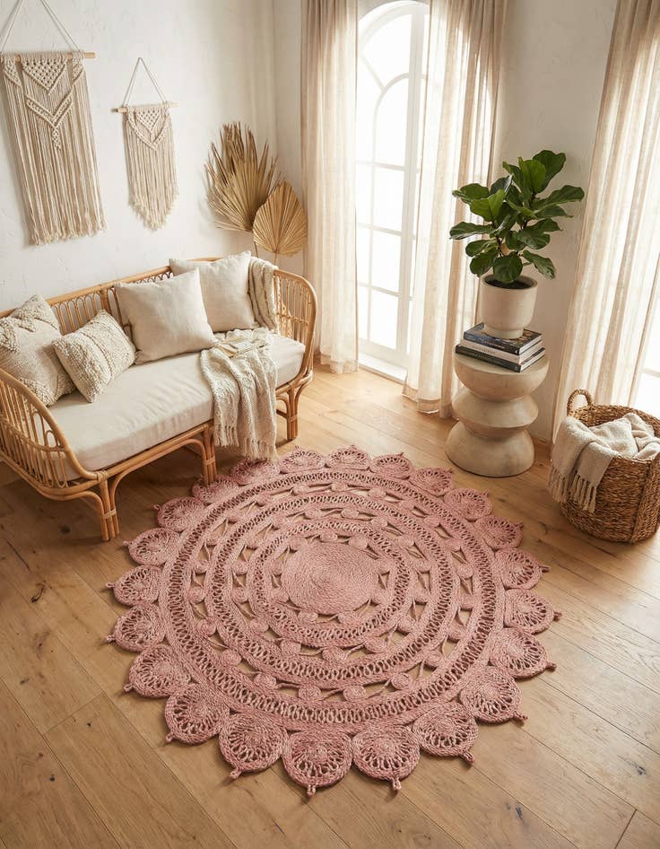Detail image of 5' 1 x 5' 1  Hand Braided Jute Round Rug