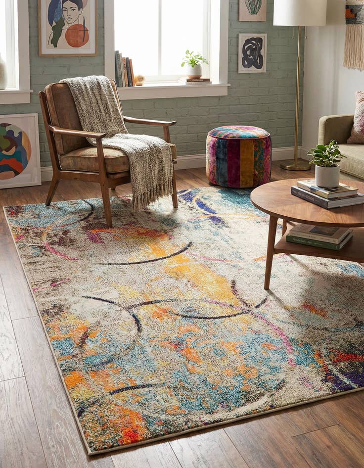 Detail image of 4' x 6' Washable Theia Rug