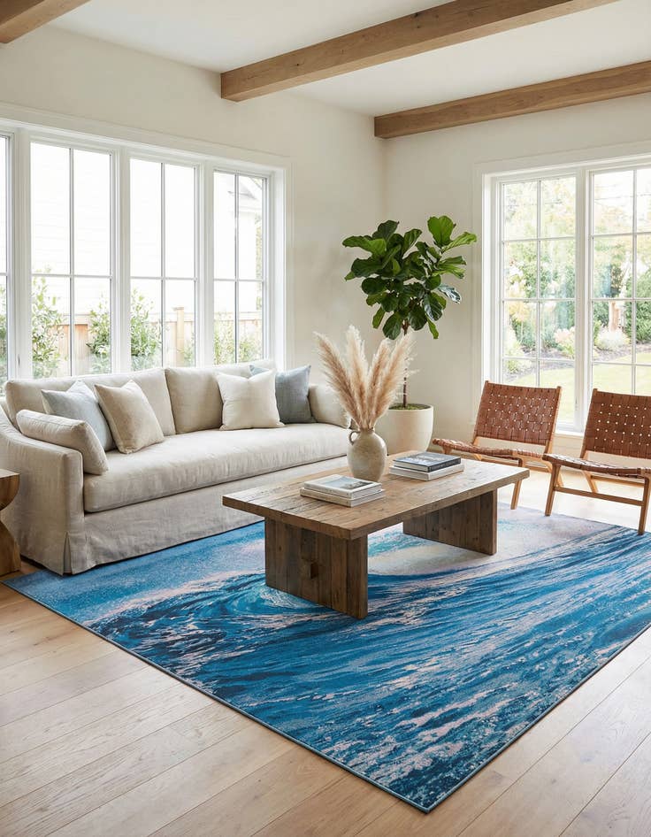 Detail image of 9' x 12'  Washable Modern Indoor / Outdoor Rug