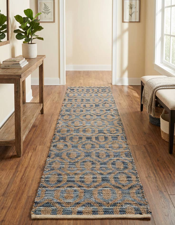 Detail image of 2' 7 x 10'  Hand Woven Chindi Jute Runner Rug