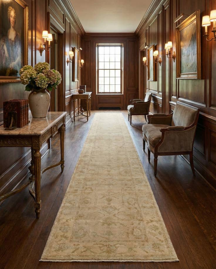 Detail image of 2' 9 x 12' 11 Hand Knotted Oushak Wool Runner Rug