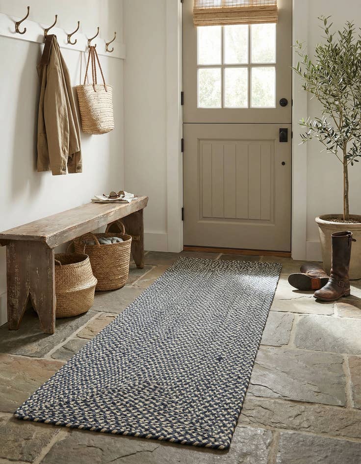 Detail image of 2' x 6' 1  Hand Tweed Braided Jute Runner Rug