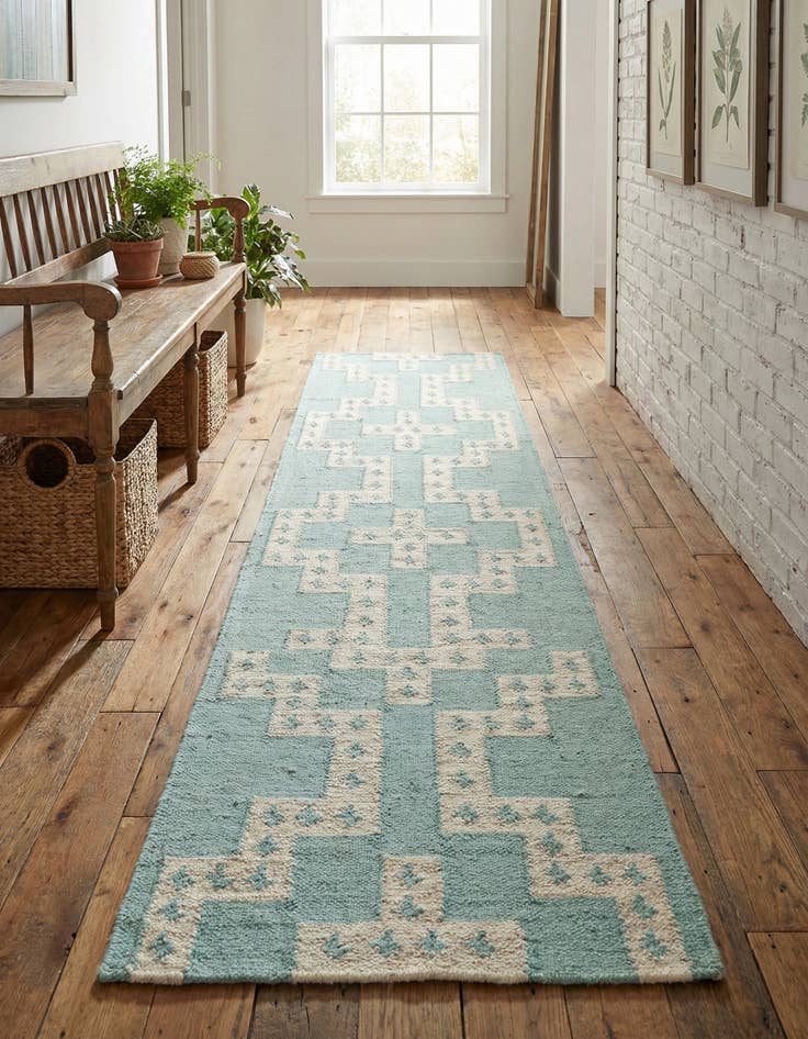 Detail image of 2' x 8' Hand Woven Kilim Wool Runner Rug