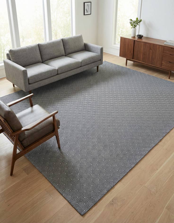 Detail image of 9' x 12'  Hand Woven Geo Trellis Flatweave Rug