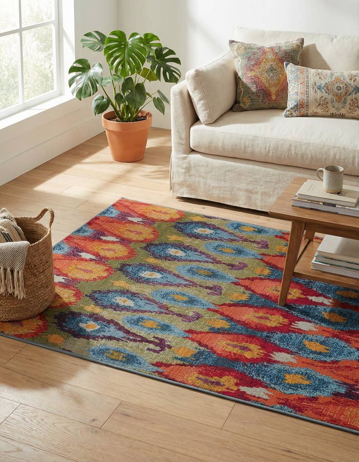 Detail image of 3' 3 x 5' 3 Washable Modern Indoor / Outdoor Rug