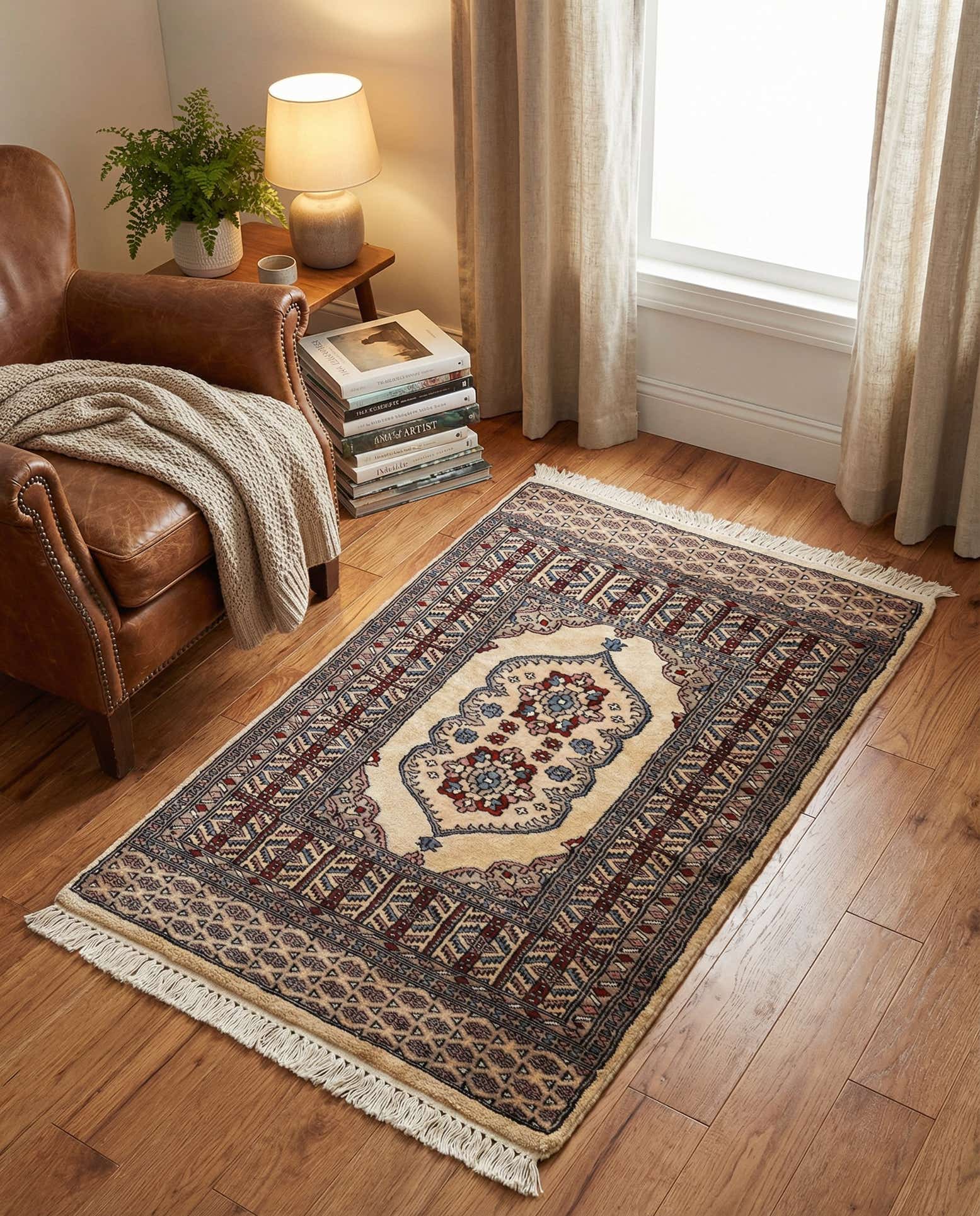 2' 6 x 4' Hand Knotted Bokhara Oriental Wool Rug