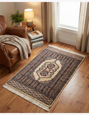 2' 6 x 4' Hand Knotted Bokhara Oriental Wool Rug
